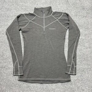 Voormi Pullover Womens Medium Gray 1/4 Zip Mock Neck Wool Base Layer Hiking